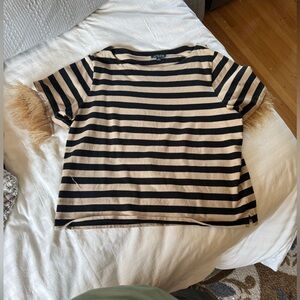 J. Crew Black and Tan Striped Top